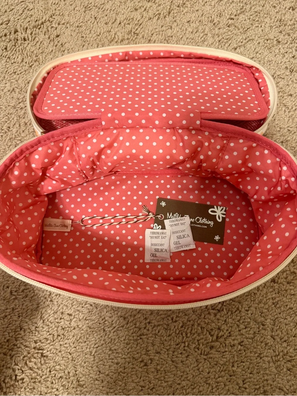 Matilda Jane White Cosmetic Bag with Yellow Sunflower Print and Pink Trim